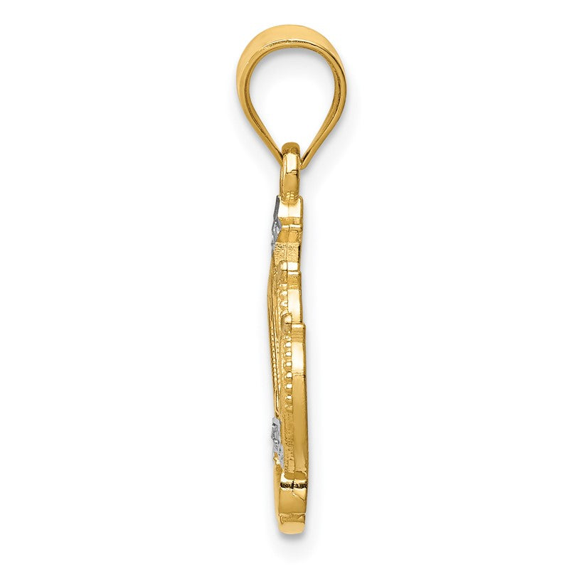 14k and White Rhodium Crown Pendant K4884