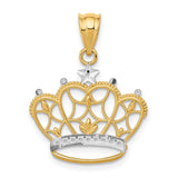 14k and White Rhodium Crown Pendant K4884