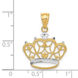 14k and White Rhodium Crown Pendant K4884