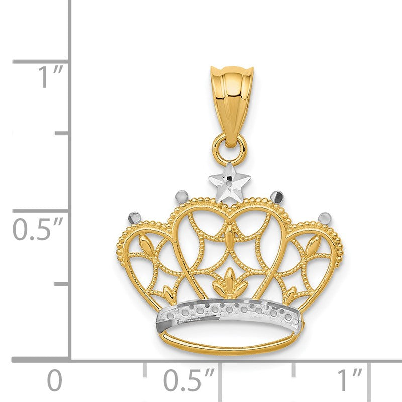 14k and White Rhodium Crown Pendant K4884