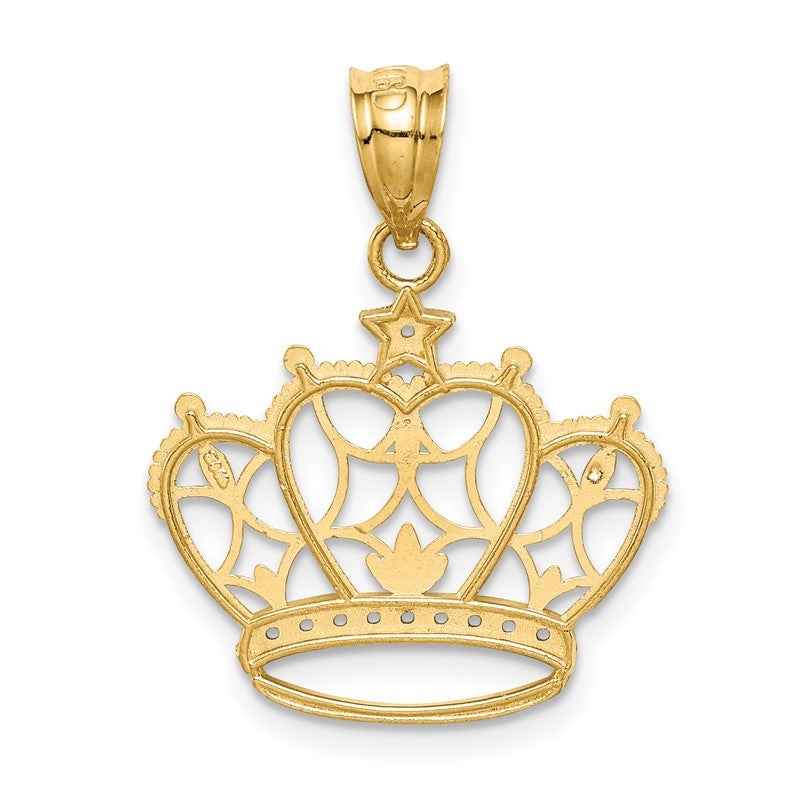 14k and White Rhodium Crown Pendant K4884