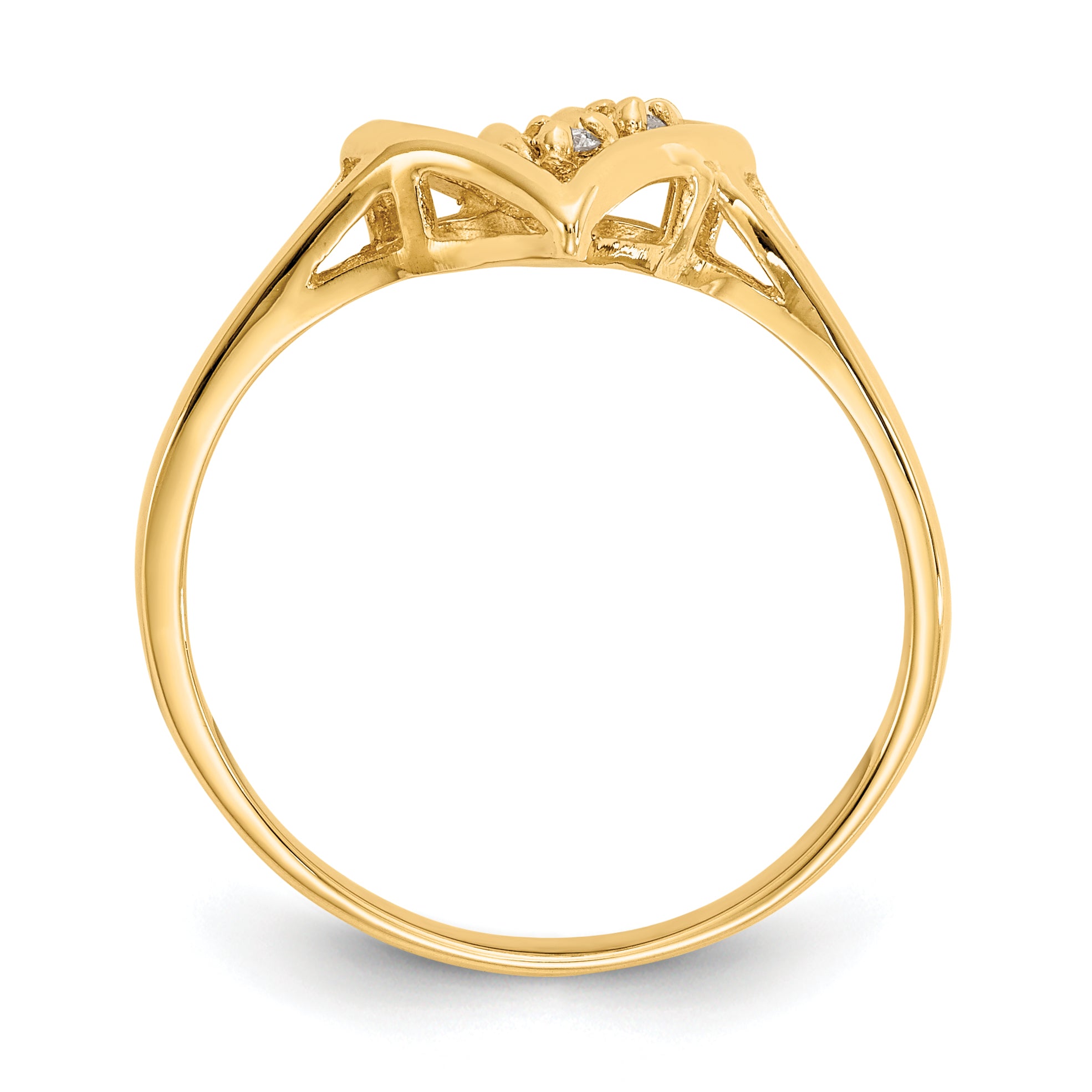 14k Polished AAA Diamond Swirled Heart Ring Y1774AAA