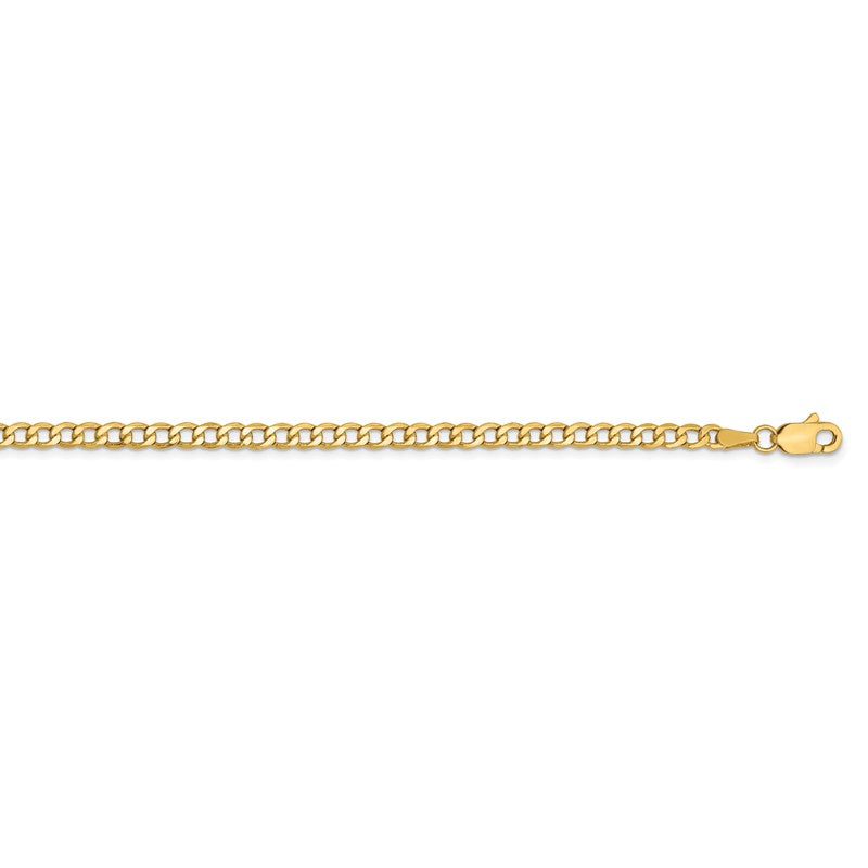 14K 10 inch 2.85mm Semi-Solid Curb with Lobster Clasp Anklet BC192
