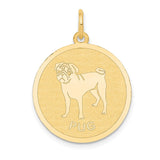 14k PUG 20mm Engravable Disc Dog Charm XAC874