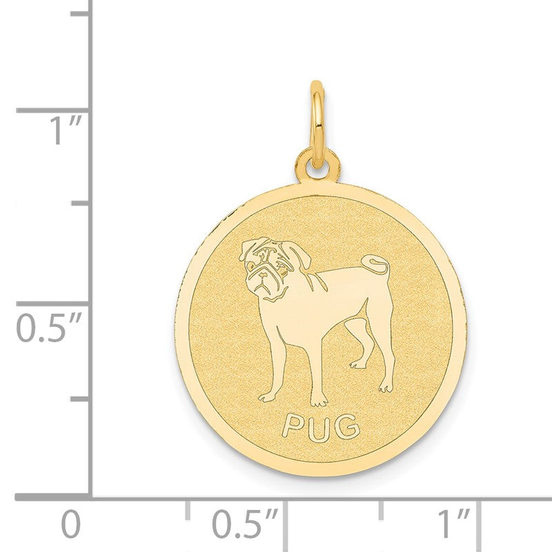 14k PUG 20mm Engravable Disc Dog Charm XAC874