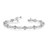 14k White Gold Complete 3/4 carat Round AAA Diamond 4-prong Bar Link 7 inch Tennis Bracelet X788WAAA