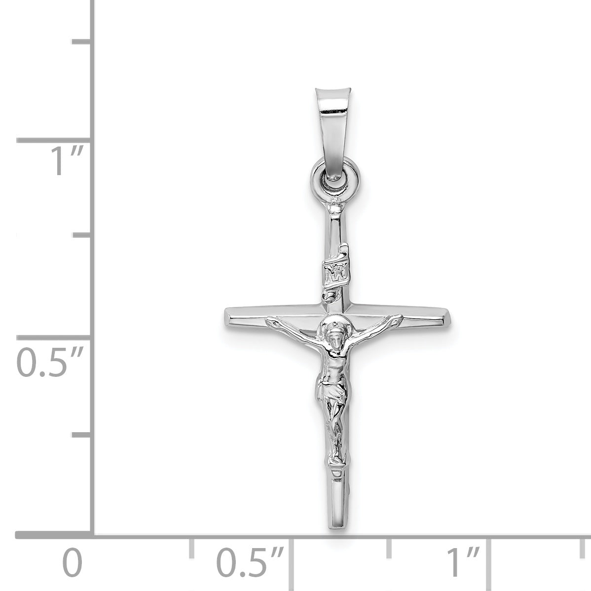 14k White Gold INRI Crucifix Charm XR508