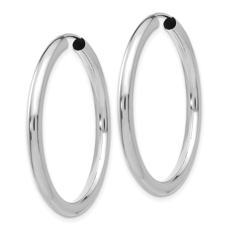 14k White Gold 3.00x25mm Polished Endless Tube Hoop Earrings TF805
