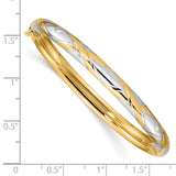 14k and White Rhodium 3/16 Criss-Cross 4.75mm Hinged Childrens Bangle DB692
