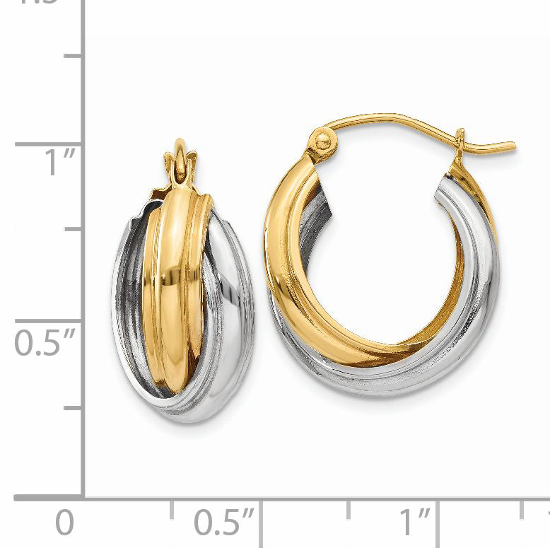 14k Two-tone Polished Double Hoop Earrings Z759