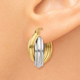 14k Two-tone Polished Double Hoop Earrings Z759