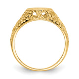 14k 7.5x7.5mm Open Back Size 4 Childs Round Filigree Signet Ring R215
