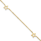 14K Open Star 3-Station 9 inch Plus 1 inch Extender - Total 10 inch Anklet ANK199