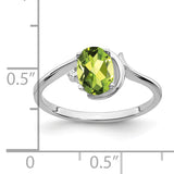 14k White Gold 7x5mm Oval Peridot AA Diamond ring Y2202PE/AA