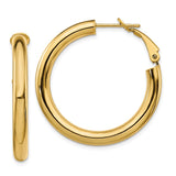 14k 4x35mm Polished Round Omega Back Tube Hoop Earrings PRE928