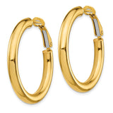 14k 4x35mm Polished Round Omega Back Tube Hoop Earrings PRE928