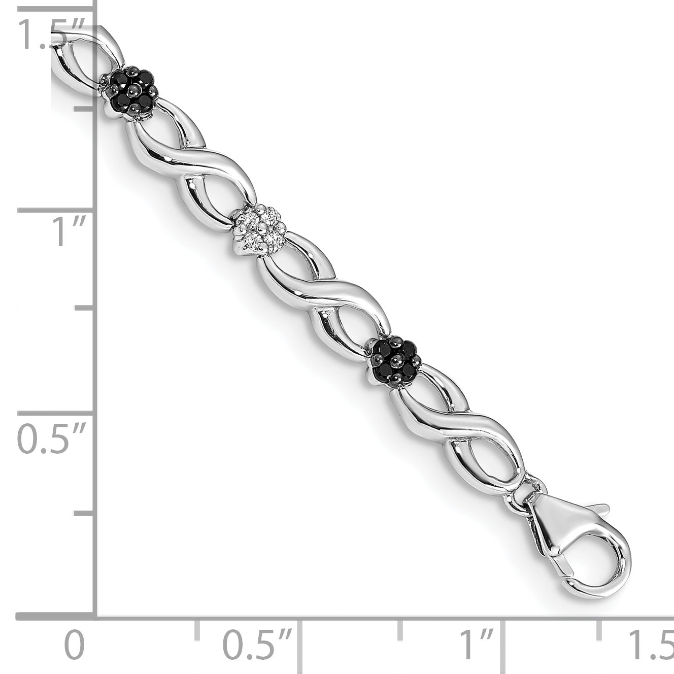 14k White Gold Complete 1/2 carat White and Black Diamond Flower Infinity 7 inch Bracelet BM4628