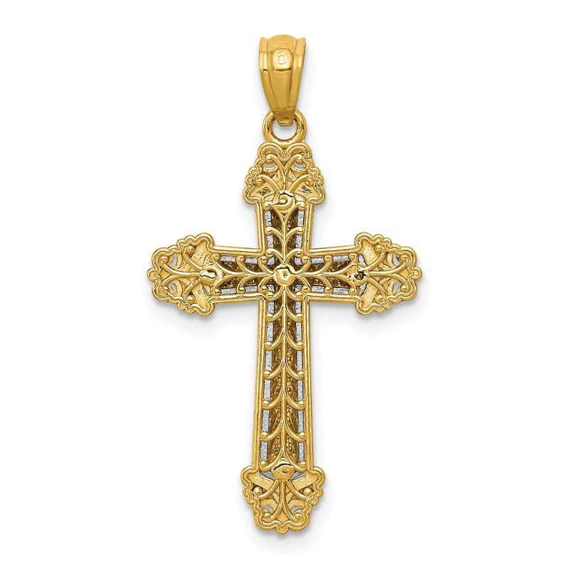 14k Two-tone Polished Cross Pendant K6265