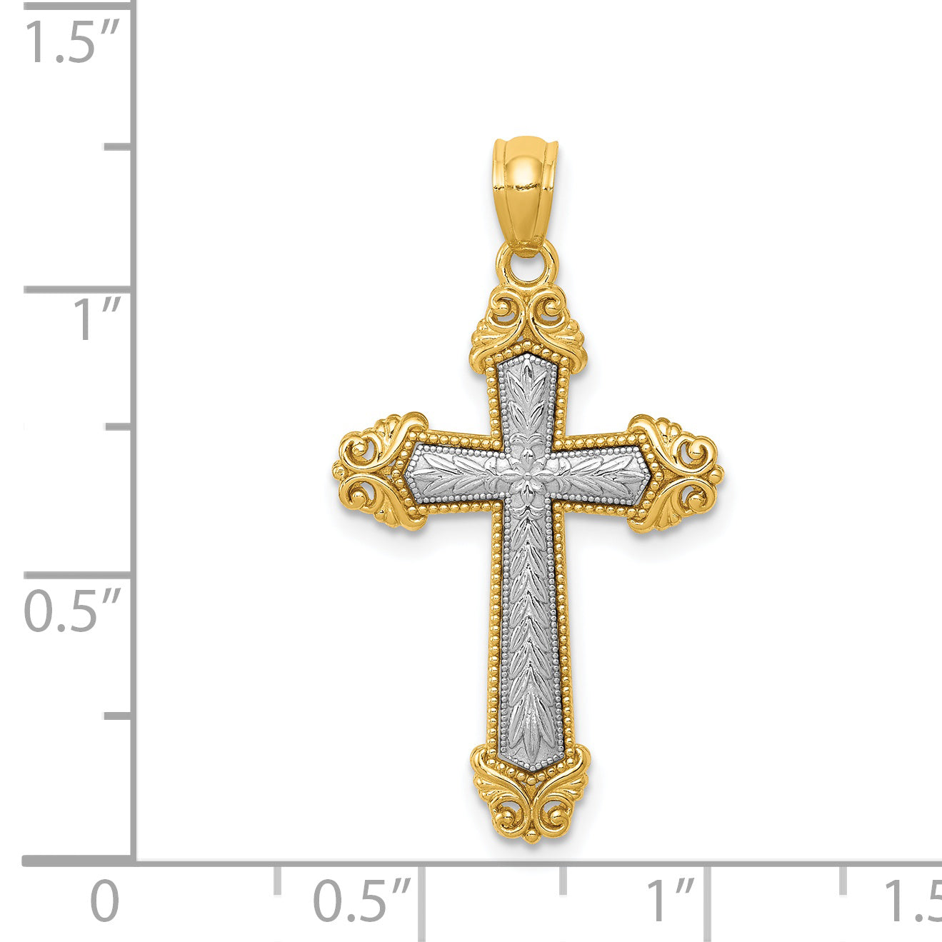 14k Two-tone Polished Cross Pendant K6265