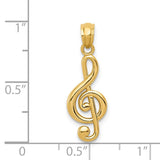 14k Gold Polished Treble Clef Pendant YC1261