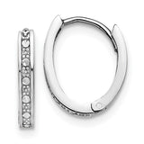 14k White Gold Diamond-cut Oval Hinged Hoop Earrings TL562