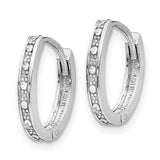 14k White Gold Diamond-cut Oval Hinged Hoop Earrings TL562