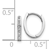 14k White Gold Diamond-cut Oval Hinged Hoop Earrings TL562