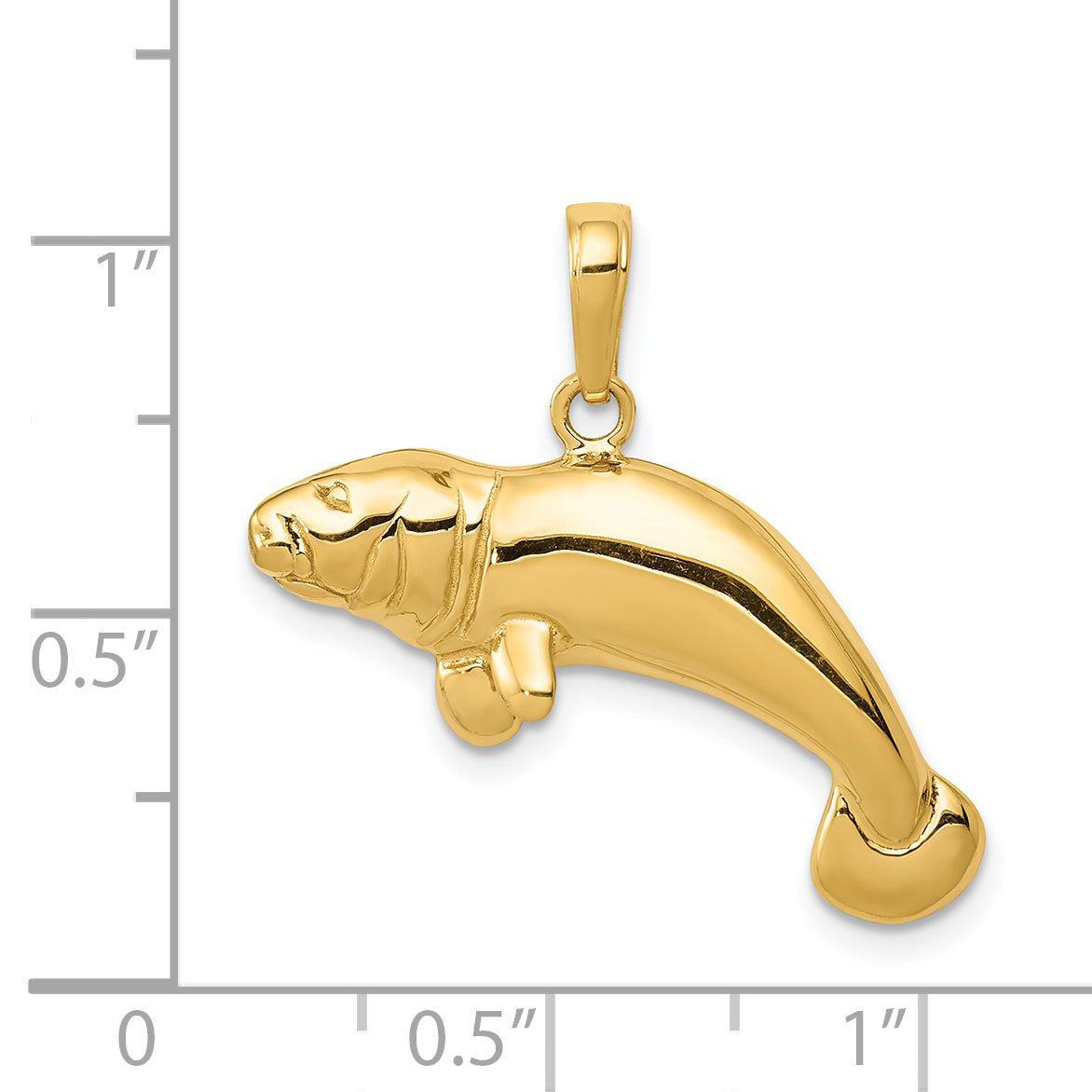 14k Solid Polished Manatee Pendant C2603