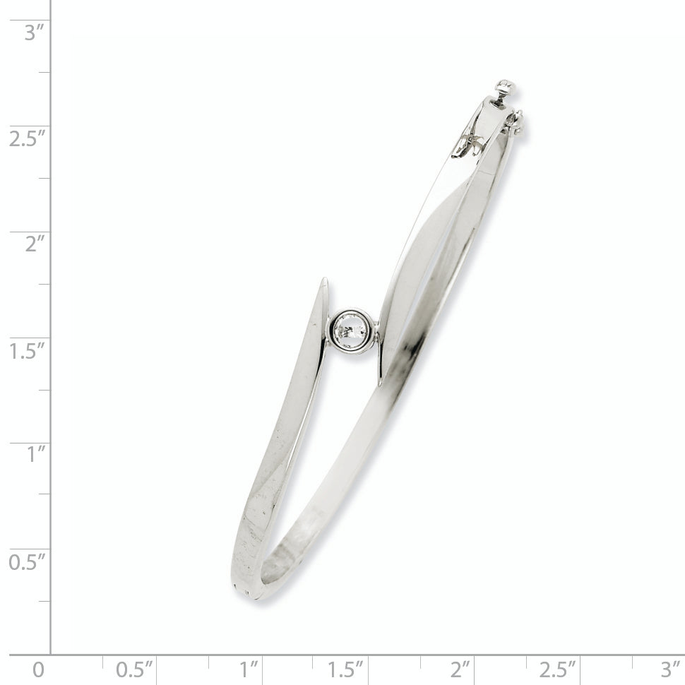 14k White Gold Complete 1/4 carat AA Diamond Hinged Oval Bangle Bracelet XB168AA