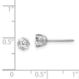 Inverness 14k White Gold 5mm Square CZ Post Piercing Earrings 139E