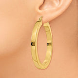 14k 3x30mm Polished Square Tube Hoop Earrings TE538