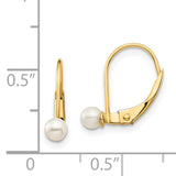 14k Madi K 3-4mm White Round Freshwater Cultured Pearl Leverback Earrings GK250