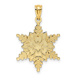 14k Two-tone Polished and Textured 2-Level Snowflake Pendant K5228