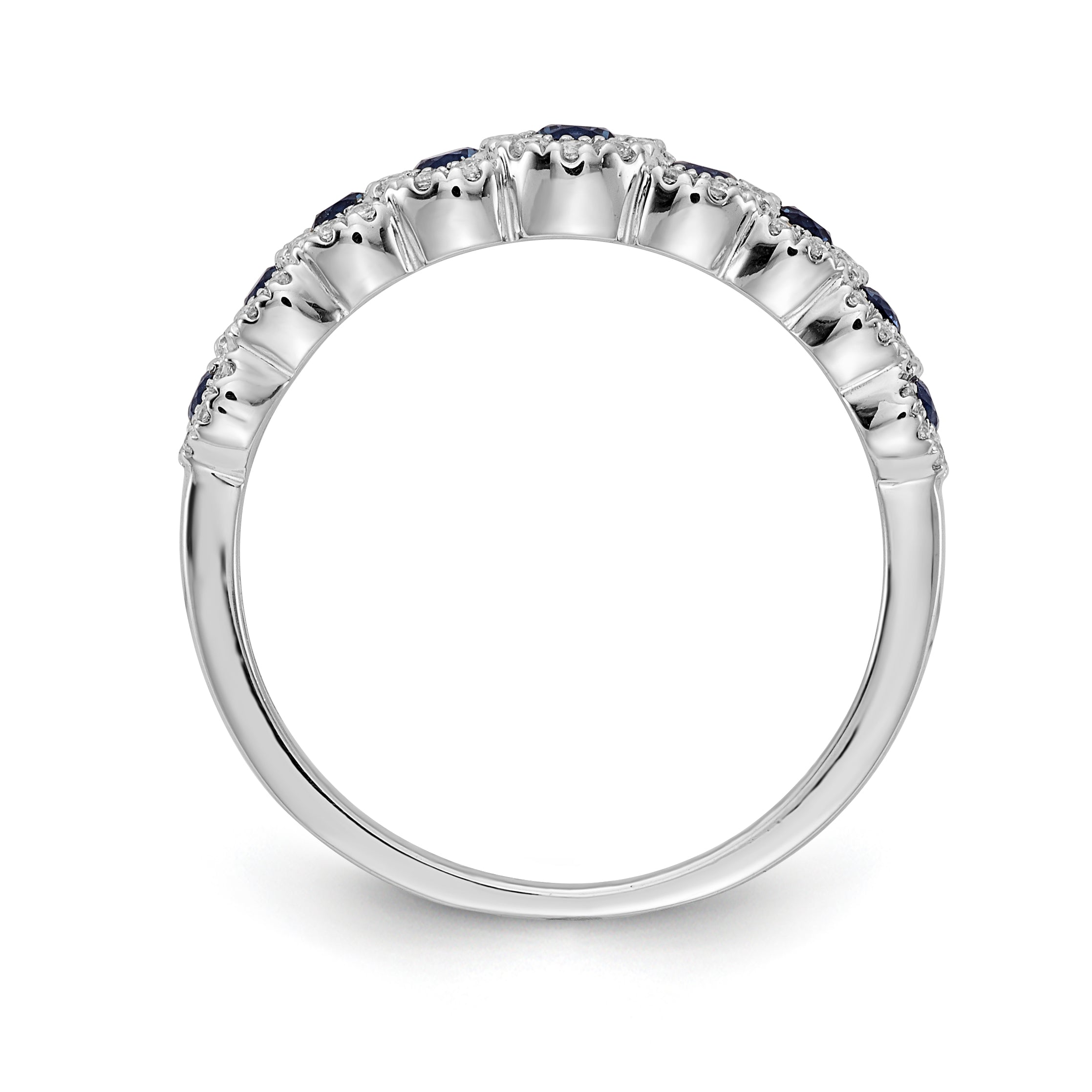 14k White Gold Diamond and Emerald Polished Ring RM5741