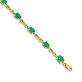 14k White Gold Complete Diamond and Oval Emerald Infinity 7 inch Bracelet BM4488