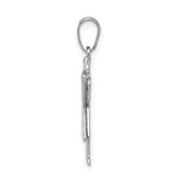 14k White Gold The Kids Small Girl with Ruffles and Bow on Right Engravable Love Charm XK425