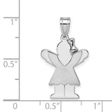 14k White Gold The Kids Small Girl with Ruffles and Bow on Right Engravable Love Charm XK425
