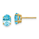 14k 7x5mm Oval Blue Topaz Post Earrings XE87BT