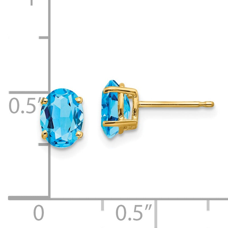 14k 7x5mm Oval Blue Topaz Post Earrings XE87BT