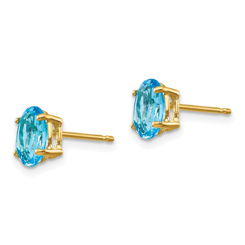 14k 7x5mm Oval Blue Topaz Post Earrings XE87BT