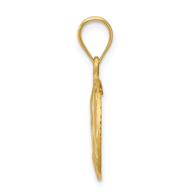 14K Brushed Diamond-Cut Virgin Mary Pendant D4682