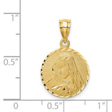 14K Brushed Diamond-Cut Virgin Mary Pendant D4682