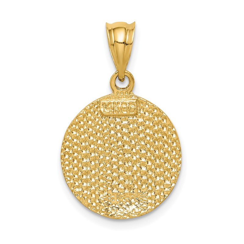 14K Brushed Diamond-Cut Virgin Mary Pendant D4682