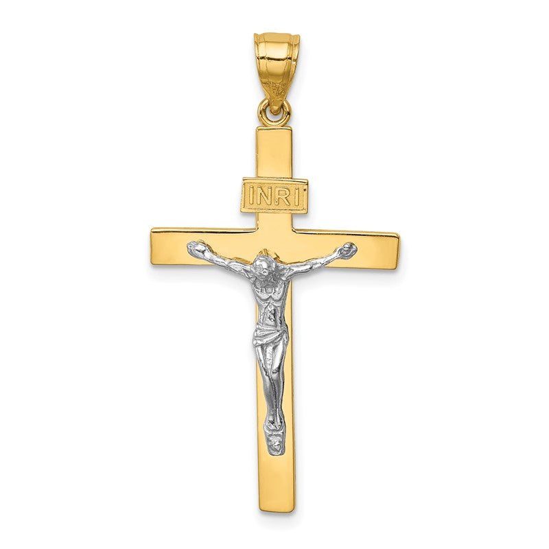 14K Two-tone INRI Crucifix Pendant C4762