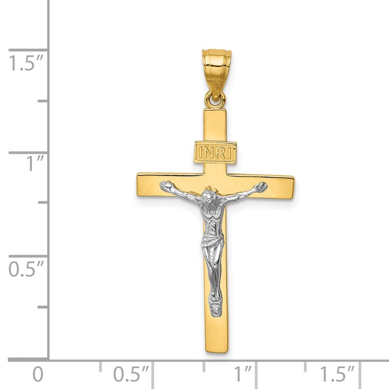 14K Two-tone INRI Crucifix Pendant C4762