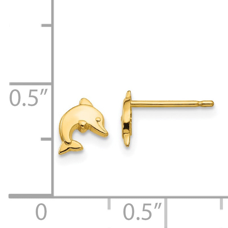 14k Polished Mini Dolphin Post Earrings YE1756