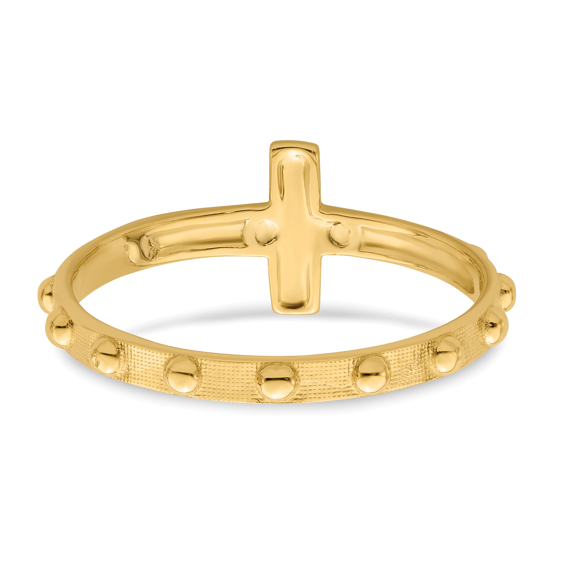 14K Two-tone Crucifix Rosary Ring K3967