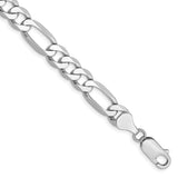 14K White Gold 20 inch 7mm Flat Figaro with Lobster Clasp Chain WFIG180