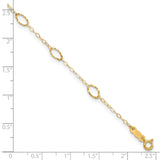 14k Textured Oval Shapes 9 inch Plus 1 inch Extender - Total 10 inch Anklet ANK223