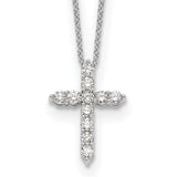14k White Gold 1/4 carat Diamond Cross Pendant 18 inch Necklace PM1000